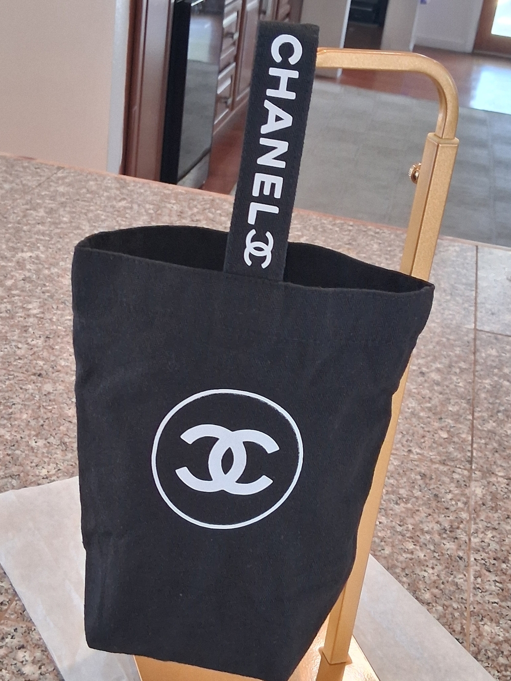 CHANEL VIP/GWp  Black Canvas Logo Tote Bag.New